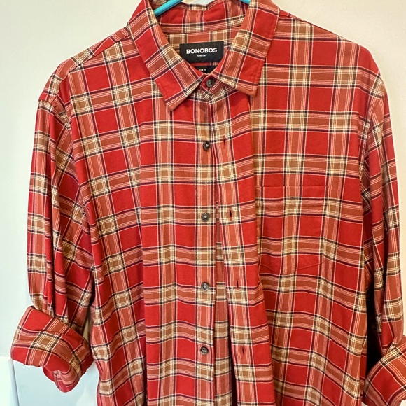 Men's Bonobos slim fit Flannel button down Size Large - Picture 1 of 5